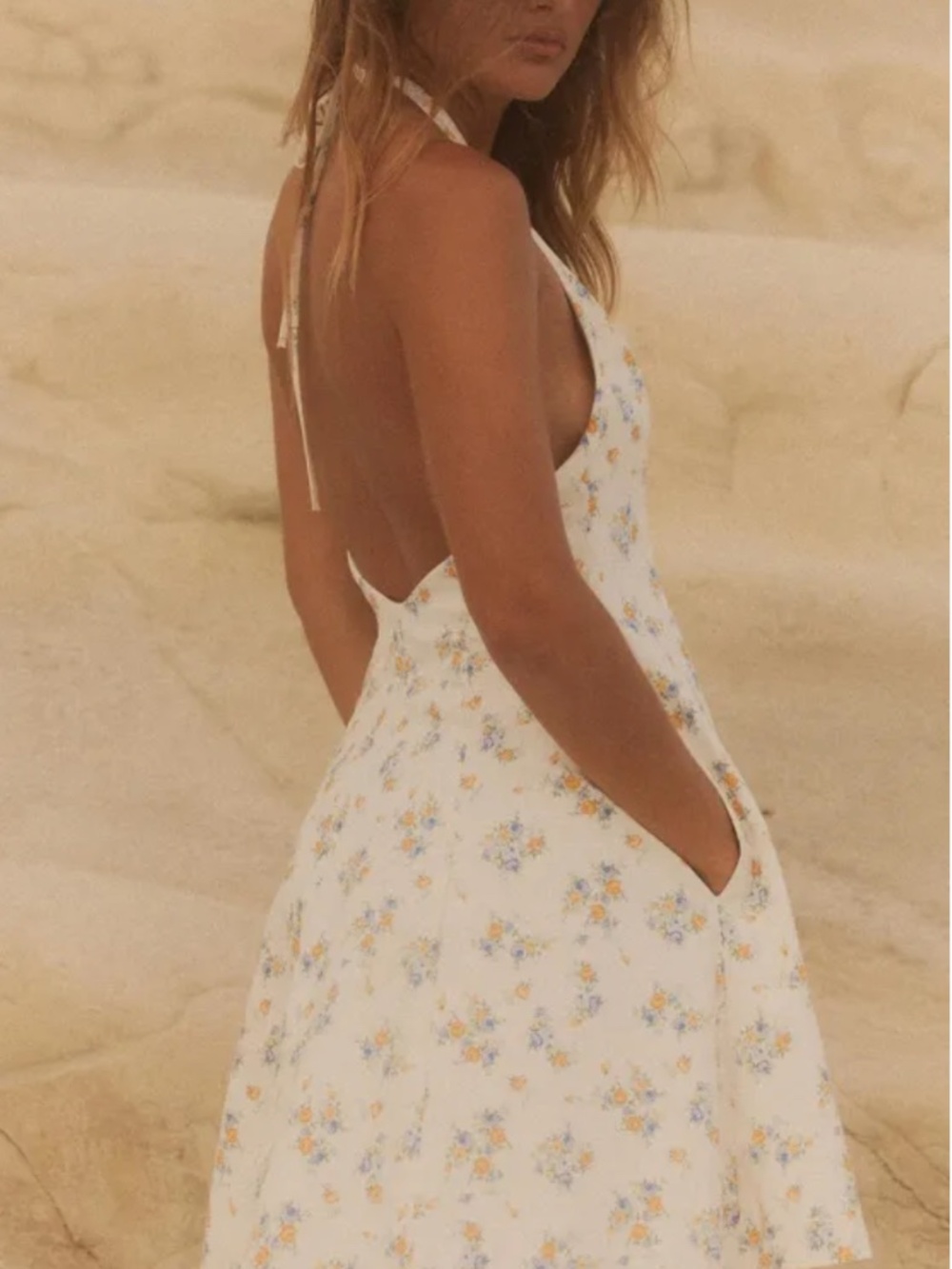 Floral halter poplin dress